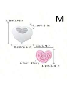 1 件旋转心形蜡烛硅胶模具，DIY 手工芳香石膏和树脂工艺套件，家居礼物 - 白色 - 查看 14