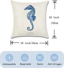 Juego de 4 Cojines Decorativos Sala, Fundas para Cojines de Sala de 45x45cm, Fundas para Cojines con Cierre de Cremallera Oculto, Algodón de Lino, para Cama () - Azul - Ver 7