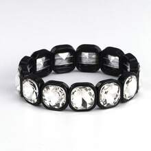 1 件时尚水钻镶嵌合金弹性手链，适合作为情人节、感恩节和毕业典礼的礼物，男女通用 - 方鑽手鍊 - 查看 35