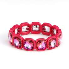 1 件时尚水钻镶嵌合金弹性手链，适合作为情人节、感恩节和毕业典礼的礼物，男女通用 - 方鑽手鍊 - 查看 33