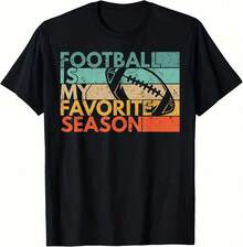 Football Is My Favorite Season Vintage Retro Football T-Shirt100 Percent Cotton Manfinity Men Mens Clothes 220g Heavy-Duty Pure Cotton T-Shirt, Fashionable And Comfortable Wo's Cotton T-Shirt - 黑色6 - 查看 1