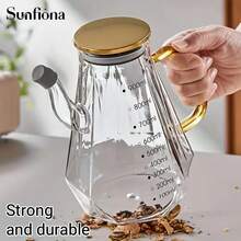 1pc Glass Oil Bottle, 500ml/700ml/900ml Large Capacity With Measurement Scale, Smooth Pouring Non-Drip, Kitchen Household Seasoning Bottle, Liquid Soy Sauce Vinegar Bottle, Seasoning Bottle, Christmas Decor