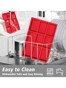 1 件 9 腔红色矩形面包烤盘、硅胶模具、蛋糕模具、硅胶模具、厨房配件、蛋糕模具、不粘耐热、圣诞派对烘焙工具、DIY 面包糕点制作 - 彩色 - 查看 9