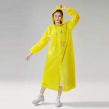 Raincoat With Thick And Long Transparent Reinforced Reusable Gabardine - Màu vàng - Xem 5