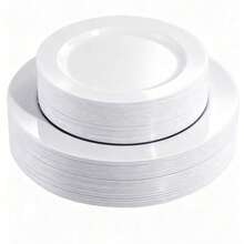 50/25/7/1pc White Solid Color Plates, Food Trays, Fruit Salad Plates, Dinner Plates, Dishwasher Reusable Salad Tableware, Suitable For Wedding Decor, Christmas Decor, Birthday Party, Family Gathering, Outdoor Team Building, School, Restaurant And Kitchen Party Supplies, Household & School Seasonal Gifts