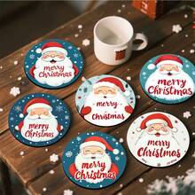 4 buc/6 buc/300 buc Crăciun Fericit Moș Crăciun cu fulgi de zăpadă cu model de noroi cu diatomee, suporturi pentru cafea, decorațiuni multi-ocazie pentru casă și restaurant, cadouri zilnice, decorațiuni de masă, decorațiuni zilnice, decorațiuni pentru petreceri tematice - Multicolor - Vizualizare 1
