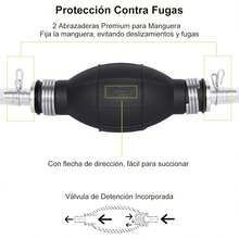 Bomba de Sifón de Gasolina, Bomba Manual de Transferencia de Combustible de Alto Flujo para Gasolina, Agua, Aceite,, con 2 Mangueras de PVC Premium - 1 - Ver 2