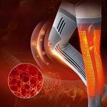 1pc Graphene Heating Knee Pad, Long Style, Heat Therapy Grid Heating, Warm Leg Sleeve For Arthritis And Cold Legs - Multicolor - View 3