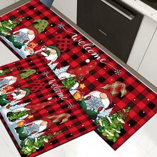 Felpudo con tema navideño, de poliéster, alfombra decorativa para el piso adecuada para la entrada del hogar, sala de estar, dormitorio y cocina