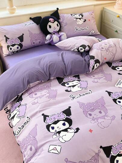  Juego de ropa de cama Sanrio de 2/3 piezas - Hello Kitty/Kuromi/Cinnamoroll/Pochacco (1 funda nórdica + 1/2 fundas de almohada, sin relleno) Dibujos animados lindos, tamaño completo, suave y cómodo, adecuado para dormitorio, hogar, hotel, todas las estaciones, con cierre de cremallera y funda de almohada, multicolor, duradero, juego de ropa de cama extra grande