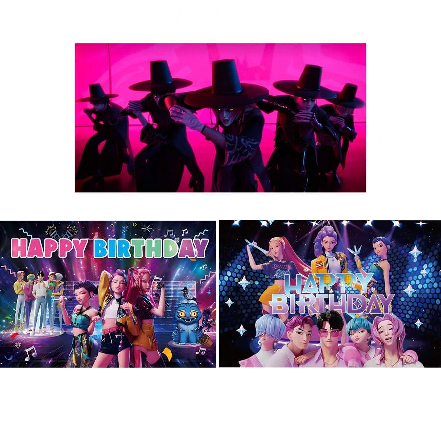1pc Kpop Background Boy Birthday Party Decoration Backdrop Banner Cartoon Anime Photography Background Poster