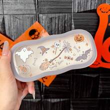 Transparent Portable Glasses Storage Box Featuring Unique Halloween Graffiti, Innovative Anti-Pressure Cloud Design, And Secure Magnetic Closure. Ideal For Storing Myopia Glasses, This Retro Style Storage Box Makes A Perfect Halloween Gift For Fashion Enthusiasts, Combining Functionality With Seasonal Aesthetics For A Stylish Addition To Your Home Decor.