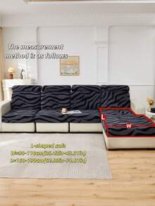 1 pieza Funda de cojín de sofá antiensuciamiento de tela suave y esponjosa con estampado de cebra, tela de jacquard de felpa gruesa con contraste de colores negro y gris, adecuada para cubrir el respaldo, 1/2/3/4 plazas o chaise longue de sofá en otoño/invierno