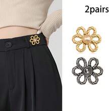 2/3/4/5/6/10 对裤腰收紧器，可调节腰带扣套装，用于牛仔裤的额外纽扣，用于裤子、牛仔裤、袖子的纽扣调节器（银色）可调节金属纽扣别针，用于牛仔裤和服装，时尚女孩的配饰