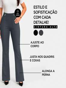 Pure Elegance Fashions Women's Flare Pants With Buttons Elegant Casual High Waist - 黑色 - 查看 5