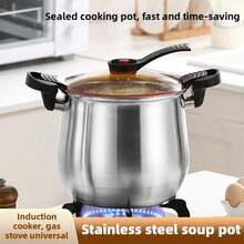 Stainless Steel Rapid Cooking Pot, Stainless Steel Household Sealed Steamer Pot, Non-Stick Soup Pot, Multi-Function Large Capacity Stew Pot, Braised Cooking Rapid Cooking Pot, Compatible With Induction Cooktop And Gas Stove - Multicolor - View 11