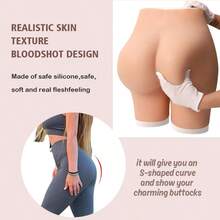 Plus Size Women's High Waist Tights Silicone Panties Artificial Open Crotch Hip Lifter Butt Bum Lift Shaper Shapewear Leggings - 米色 - 查看 8