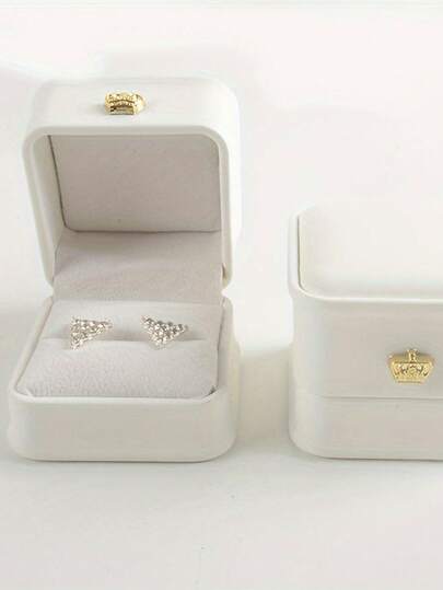 1pc Crown Shaped Jewelry Box, PU Leather Waist Beads Ring Storage Box , Makeup Room Décor