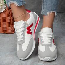 New Style Of Small White Shoes, Fashionable And Versatile For Female Students, Thick-Soled Height-Increasing Sports Shoes, Casual Shoes, Large Size - 紅色 - 查看 4