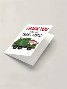 1 pieza Tarjeta de Navidad divertida de agradecimiento - Papá Noel fantástico con camión verde, saludo navideño humorístico para amigos, familia y colegas - Tarjeta de papel festiva con diseño rojo y blanco, sin baterías necesarias, Tarjeta de Navidad, Día de Navidad, Tarjetas de felicitación de Navidad, Diseño caprichoso, Ilustración juguetona, Material de papel de calidad, Mejor para Navidad