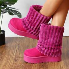 lunryet Women's Platform Fur Boots, Fuzzy Fleece Lined Ankle Booties, Anti-Slip BONA-6 - FUCHSIA - 查看 8