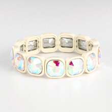 1 件时尚水钻镶嵌合金弹性手链，适合作为情人节、感恩节和毕业典礼的礼物，男女通用 - 方鑽手鍊 - 查看 30