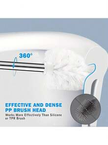 1 Set Toilet Brush And Holder, Flexible Toilet Brush With Detachable Holder - Cleans Hard-To-Reach Areas, Long Handle Design, Suitable For Bathroom Cleaning, Durable Plastic Bristles - Back To School Cleaning Supplies, Ergonomic, Elegant And Durable, With 304 Stainless Steel Long Handle.