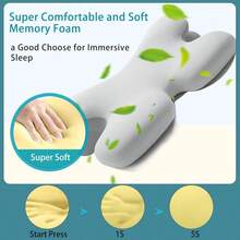 Almohada Foam, Almohada Ortopedica Cervical, Alivio del Dolor de Cuello, Almohada para Dormir de Lado, Seda de Hielo Transpirable, Almohada Cervical para Dormir - Blanco - Ver 7