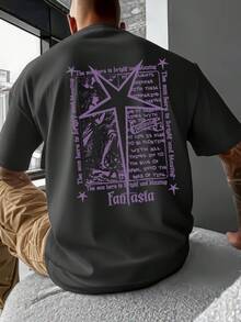 Street Life Camiseta de manga corta casual de verano para hombres con estampado de lema "Fried Snow" - Negro - Ver 1