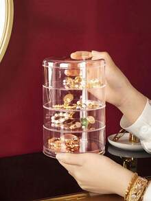1pc 3/4/5 Tier 360° Rotating Acrylic Jewelry Box, Transparent Rotating Jewelry Organizer, Jewelry Stand, Large Capacity Makeup Storage Rack, Multi-Functional Storage Shelf, Women Transparent Storage Cabinet, Travel Essential Gift, Suitable For Hair Accessories, Earrings, Bracelets, Necklaces, Jewelry Box, Valentine's Day Gift, Halloween Gift, Back To School Gift, Back To School Essential - Clear - View 8