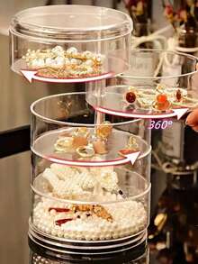 1pc 3/4/5 Tier 360° Rotating Acrylic Jewelry Box, Transparent Rotating Jewelry Organizer, Jewelry Stand, Large Capacity Makeup Storage Rack, Multi-Functional Storage Shelf, Women Transparent Storage Cabinet, Travel Essential Gift, Suitable For Hair Accessories, Earrings, Bracelets, Necklaces, Jewelry Box, Valentine's Day Gift, Halloween Gift, Back To School Gift, Back To School Essential - Clear - View 10