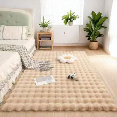 1pc Camel Fluffy Soft Faux Fur Rug, Plush Comfortable Carpet, Minimalist Elegant, Suitable For Sofa Cushion, Chair Seat, Cozy Bedroom Bedside Carpet, Home Decor Rug For Living Room And Bedroom, Best Winter Home Decor Carpet For Living Room, Bedroom, Bedside, Sofa, Closet Kitchen Rug