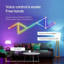 6/9/12通道智能RGB声控变色LED灯，1600万种颜色选择；蓝牙语音控制，DIY定制房间装饰灯；卧室氛围照明，电竞节奏灯；展览照明，无盲区；适用于卧室装饰、游戏室等。 - 彩色 - 查看 5