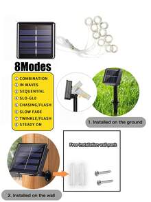 1pc 300/200/100 LEDs Solar Curtain Light, Outdoor Light, IP65 Waterproof 8 Lighting Modes Fairy Lights Christmas Party Wedding Home Bedroom Garden Wall Decor, Halloween Decorations Lights Outdoor 9.8Ftx9.8Ft/9.8Ftx6.5Ft/9.8Ftx3.2Ft