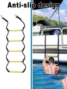 1 Stück Bootsleiter mit 5 Stufen, für Schlauchboot, Kajak, Motorboot, Kanu, Angelboot, extra lange tragbare Fünf-Reifen-Bootsleiter