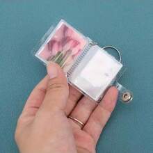 16pcs 1-Inch Glitter White Mini Photo Album Keychain, Minimalist & Elegant Student ID/Card Holder Photo Album - Clear - View 4