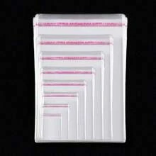 100pcs, OPP Transparent Self-Adhesive Plastic Gift Bags,For DIY, Party, Halloween, Christmas, Valentine's Day, Family Gathering, Wedding Favors, Gift Packaging,Christmas - Clear - View 1