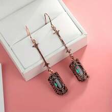 Fashion Geometric Earrings Vintage Pattern Green/Blue Rhinestone Zirconia Earrings For Women Jewelry Accessories Birthday/Halloween/Holiday Gifts Everyday Jewelry, Elegant Accessory - 綠色 - 查看 6