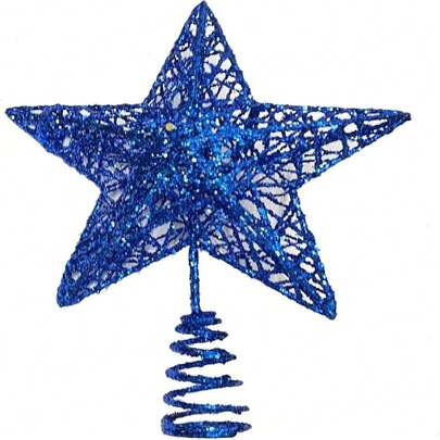 Christmas Tree Star Topper, Xmas Tree Topper Glittered 5 Point Star Treetop For Christmas Tree Ornament (Blue),21759629