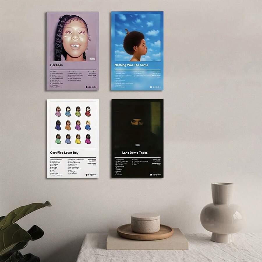1pc Unframed Canvas Poster, Modern Art, Music Album Poster, Music Album Cover, For Bedroom Living Room Corridor, Wall Art, Wall Decor, Winter Decor, Room Decoration - Multicolor - View 1