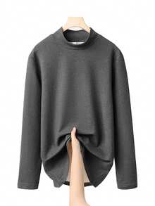 3 件套男士秋冬针织上衣、商务休闲圆领汗衫、内衣和外套打底衫 - 灰色 - 查看 2