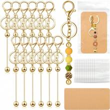 6/12pcs Fashionable Beaded Metal Keychain (With Individual Packaging), Keyring DIY Beaded Keychain, Cute Bag Pendant Ornament, Gift For Boyfriend/Girlfriend, Valentine's Day