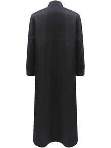 Men's Cassock Robe Church Robe Choir Minister Clergy Pulpit Liturgical 5 Colorshalloween - 黑色 - 查看 5