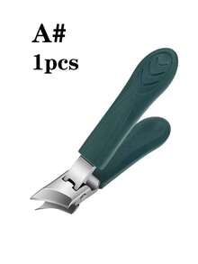 Modern Stainless Steel Toenail Clipper, 25° Angled Blades - Splash Resistant Design For Thick/Ingrown Nails, Ergonomic Non-Slip Handle, Black And Green (Holiday Green Handle) - Foot Care Tool