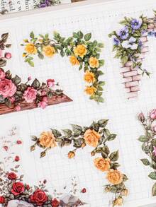 30 Pictures/Package Flower Series Corner Stickers Suitable For Collage Decorative Table Frames And Photo Frames Diary Border Self-Adhesive Paper,Sticked On Suitcase Computer Water Cup Mobile Phone Case Refrigerator Wall Helmet Cabinet Box Door Bed Guitar,Classroom Samolepky,School Supplies,Teacher Accessories