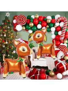 2 Peças Balões de Alumínio em Forma de Rena Estéreo 4D, Decoração de Natal