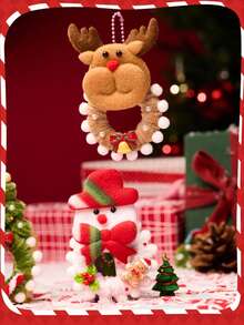 1 Set Christmas Hanging Ornament Craft Kit With Twist Ties & Beaded Chains, Felt Ornament Decorations Of Santa Claus, Christmas Tree, Reindeer, Snowman, Creative DIY Craft For Kids, Children's Gift, Handmade DIY Material Pack, Christmas Decoration Keychain Craft For Kindergarten