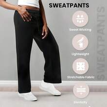 3 Pack Women's Wide Leg Sweatpants Workout And Yoga (Plus Sizes Available) ZQZF - Hitam / Abu-abu Muda / Abu-abu Sedang - View 7