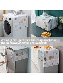 1pc INS Style Multifunctional Refrigerator Dust Cover With Pocket - 60x180cm/55x130cm, Suitable For Single/Double Door Refrigerator, Oil/Water Resistant PET Fabric, Kitchen/Home Decor Storage, Spring To Summer, Floral - Multicolor - View 11