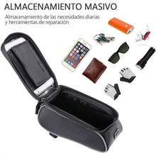 Bolsa de Viga Delantera para Bicicletas, Bolsa para Teléfono de Bicicleta con Cuadro Frontal, Soporte Impermeable para Teléfono de Bicicleta, Bolsa Impermeable para El Marco de La Bicicleta - 1 - Ver 4